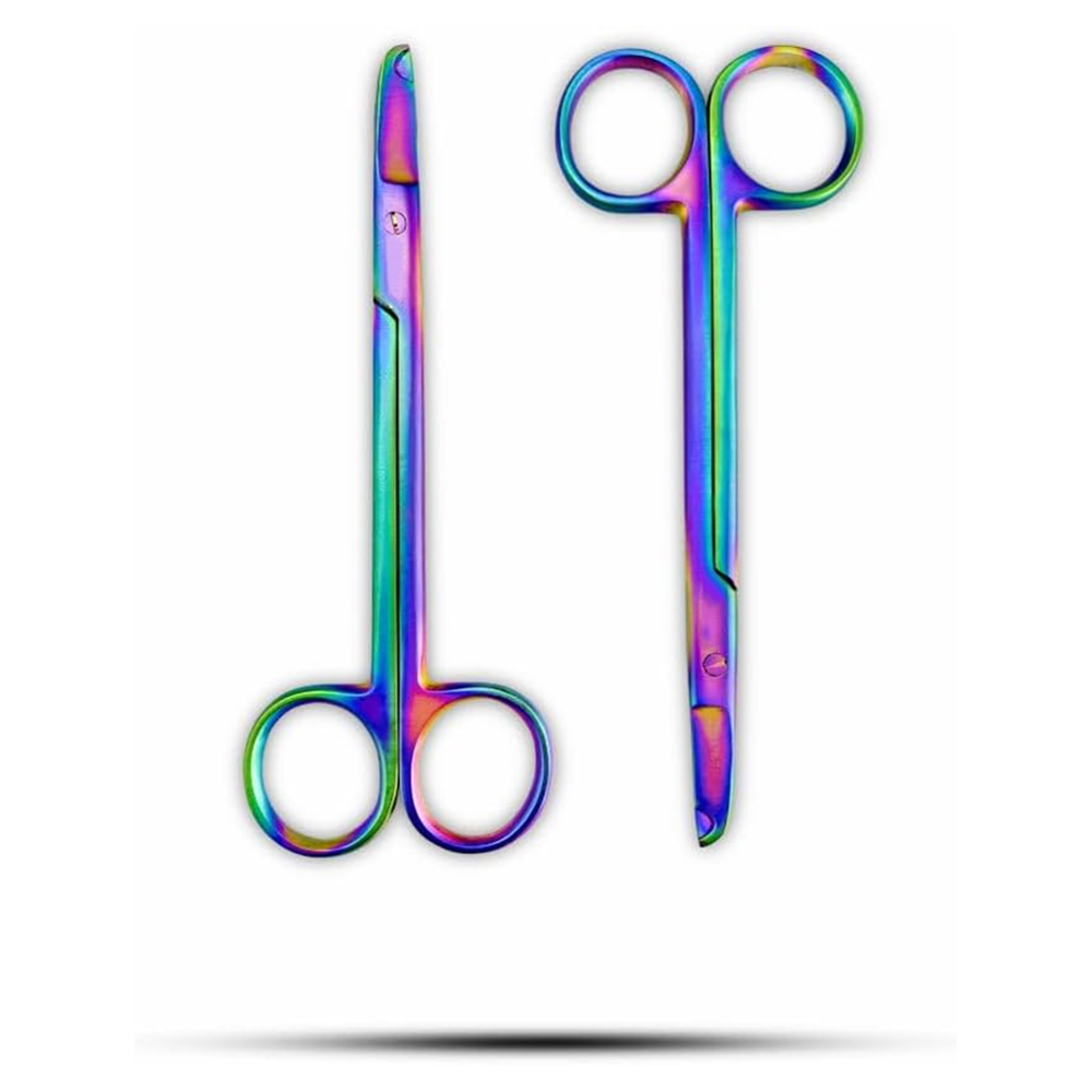 Curved Precision Cut Suture Scissors Stainless Steel Rainbow Color Surgical Scissors